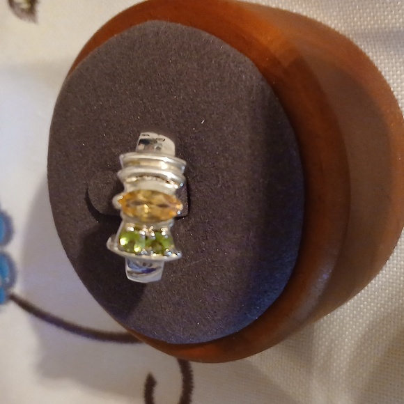 Citrine and Peridot 925 Silver Ring, Size 9 - Picture 4 of 6